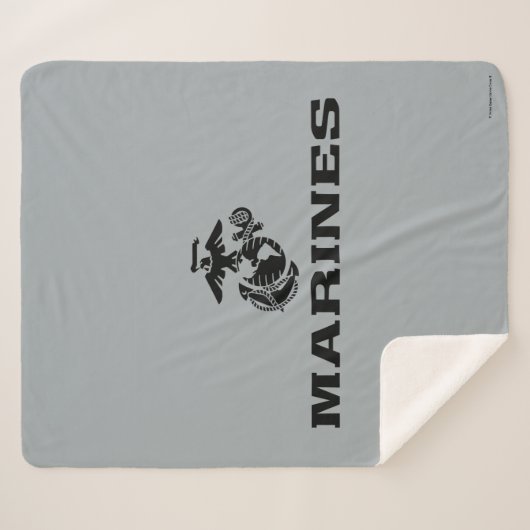Couverture Sherpa Logo en noir empilé USMC (Devant (Horizontal))
