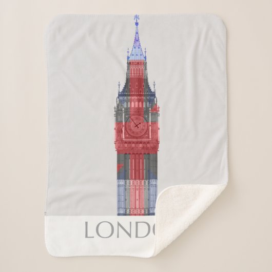 Couverture Sherpa Londres Big Ben Union Jack (Devant)