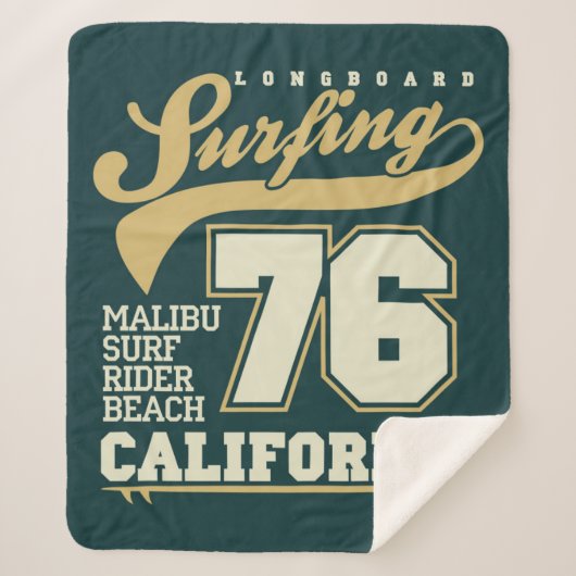 Couverture Sherpa Longboard surfant | la Californie 76 (Devant)