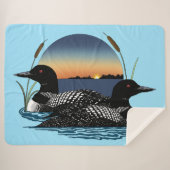 Couverture Sherpa Loon Couple coucher de soleil bleu (Devant (Horizontal))