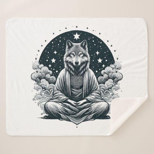 Couverture Sherpa Loup conscient (Devant (Horizontal))