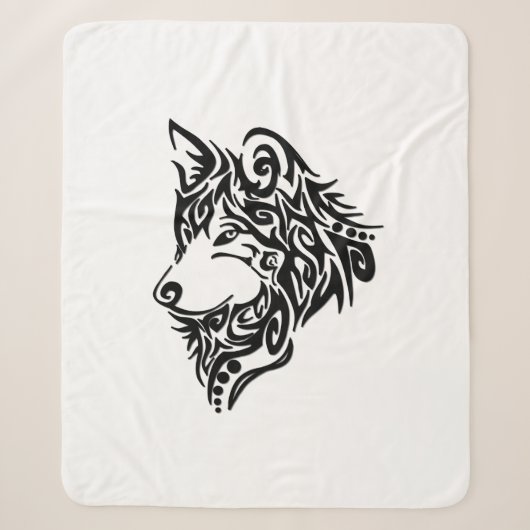 Couverture Sherpa Loup tribal (Devant)