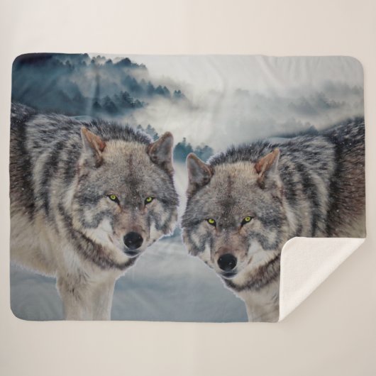 Couverture Sherpa Loups (Devant (Horizontal))