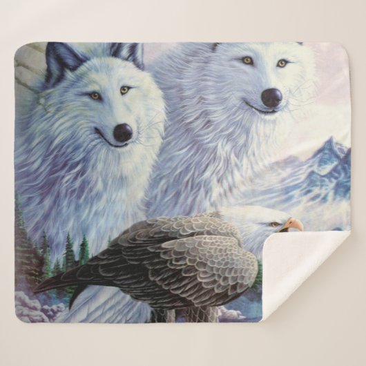 Couverture Sherpa Loups et aigle chauve (Devant (Horizontal))