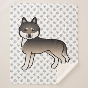 Couverture Sherpa Louveteau gris foncé Husky sibérien Chien de dessi