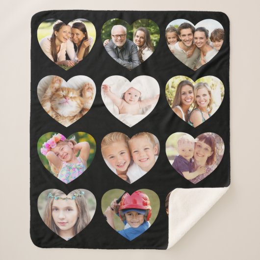 Couverture Sherpa Love 12 Photo Heart Collage noir (Devant)