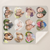 Couverture Sherpa Love 12 Photo Heart Collage Taupe (Devant (Horizontal))