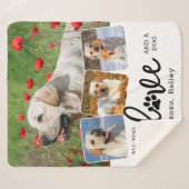 Couverture Sherpa LOVE and a DOG Custom 4 Pet Photo Collage (Devant (Horizontal))
