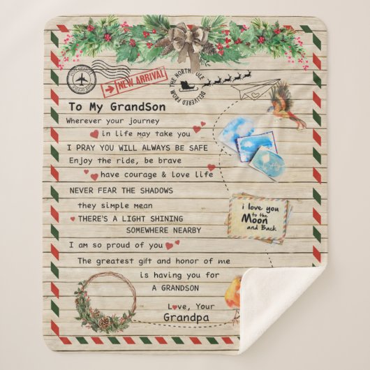 Couverture Sherpa Love Grandson|Lettre À Mon Petit-Fils Je Suis Fièr (Devant)