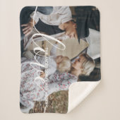 Couverture Sherpa 'Love' Photo de famille personnalisée avec nom per (Devant)