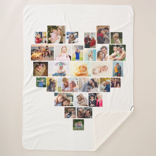 Couverture Sherpa Love Script Heart Formé Photo Collage (Devant)