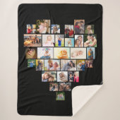 Couverture Sherpa Love Script Heart Formé Photo Collage noir (Devant)