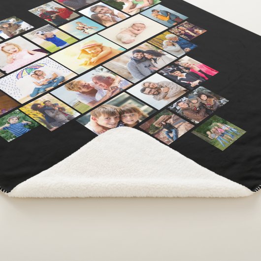 Couverture Sherpa Love Script Heart Formé Photo Collage noir (3/4)