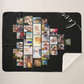 Couverture Sherpa Love Script Heart Formé Photo Collage noir (Devant (Horizontal))