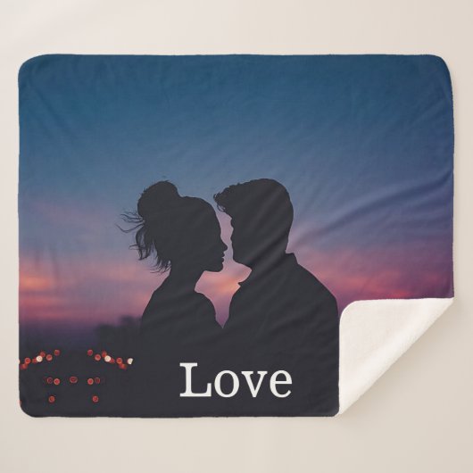 Couverture Sherpa Love Script Mariage Photo Keepsaké (Devant (Horizontal))