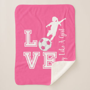 Couverture Sherpa Love Soccer - Je Joue Comme Une Fille