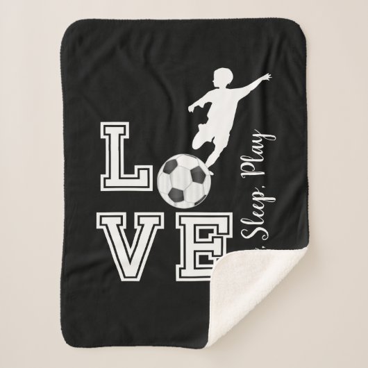 Couverture Sherpa Love Soccer - Mange, Dort, Joue - Garçon (Devant)