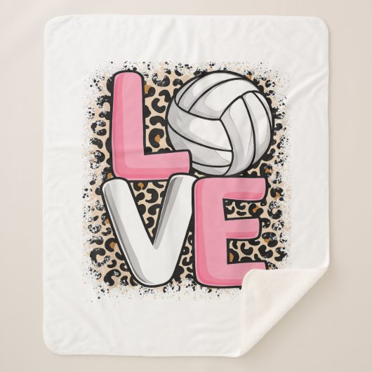 Couverture Sherpa Love Volleyball Empreinte de léopard Filles Volley (Devant)