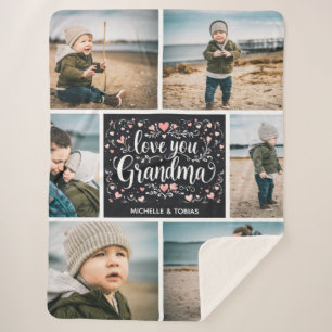Couverture Sherpa Love You Grand-mère Custom 6 Photo Collage