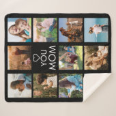 Couverture Sherpa Love You Mom Family Photo Collage noir (Devant (Horizontal))