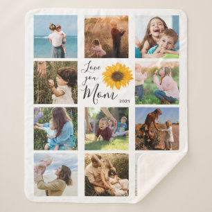Couverture Sherpa Love You Mom Family Photo Collage Tournesol