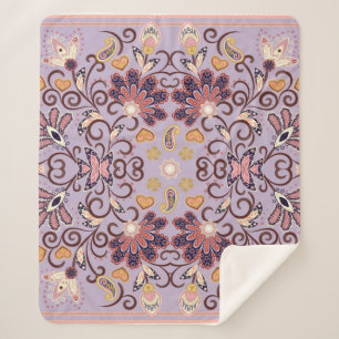Couverture Sherpa Lovely ethnic indian flowers. Beautiful ornament.