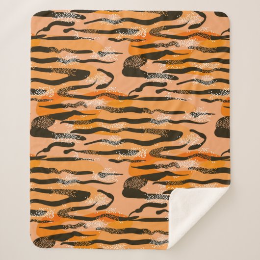 Couverture Sherpa Lovely seamless tiger pattern,peach colour (Devant)