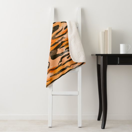 Couverture Sherpa Lovely seamless tiger pattern,peach colour (En situation)
