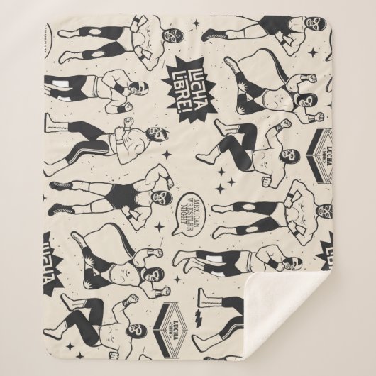 Couverture Sherpa Lucha Libre : motif de lutteurs mexicains (Devant)