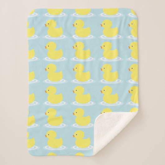 Couverture Sherpa Lucky Ducky Cute Jaune Canard Sherpa Blanche (Devant)