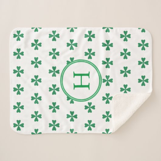 Couverture Sherpa Lucky Green Four Leaf Clover (Devant (Horizontal))
