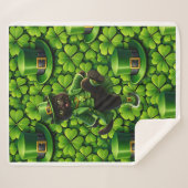Couverture Sherpa Lucky leprechaun black cat Saint Patrick's Day Pat (Devant (Horizontal))