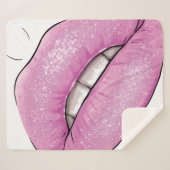 Couverture Sherpa Luminaire rose de la lèvre avec dents (Devant (Horizontal))