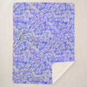 Couverture Sherpa Lumineuse filet bleu avec fleurs 02b Offwhite BG (Devant)
