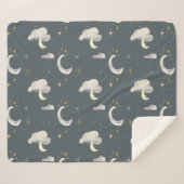 Couverture Sherpa lune et étoiles ciel nocturne (Devant (Horizontal))
