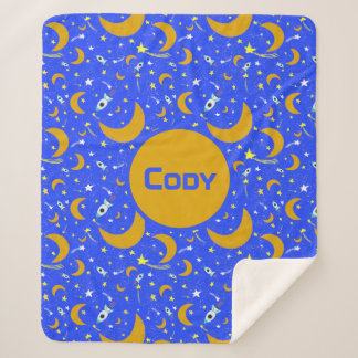 Couverture Sherpa Lunes à croissant jaune tournant Star Space Rocks