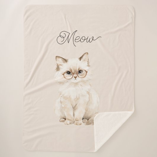Couverture Sherpa Lunettes de chat blanc crème  (Devant)