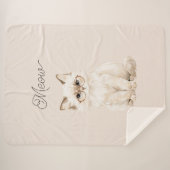 Couverture Sherpa Lunettes de chat blanc crème  (Devant (Horizontal))