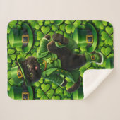 Couverture Sherpa Lutin chanceux chat noir Saint-Patrick (Devant (Horizontal))