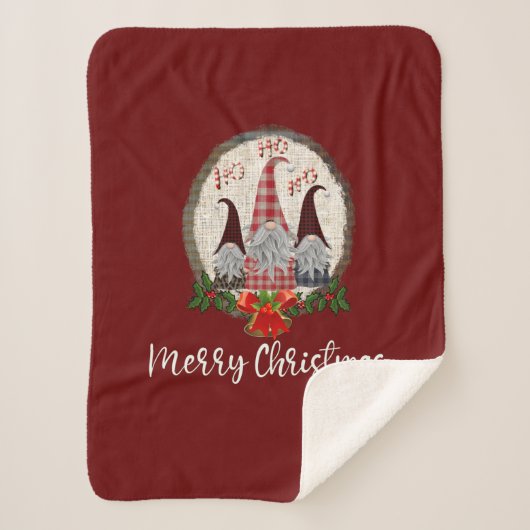 Couverture Sherpa Lutins de Noël Rouges Elfes Tendance (Devant)