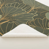 Couverture Sherpa Luxueux Ginkgo Gold Line Art (3/4)