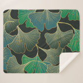 Couverture Sherpa Luxueux or Ginkgo, art vintage. (Devant (Horizontal))