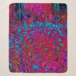 Couverture Sherpa Lys Fleur Pourpre Psychédélique Jardin Magenta