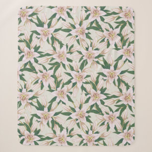 Couverture Sherpa Lys florissants en vert d'ivoire