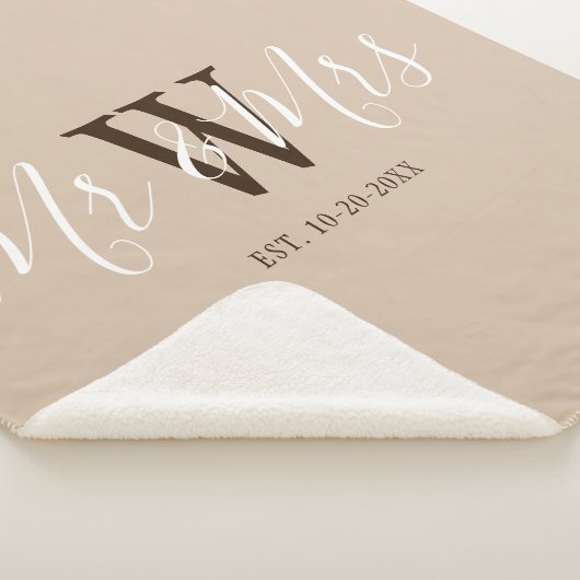 Couverture Sherpa M. et Mme Beige Script Famille Monogramme Nom (3/4)