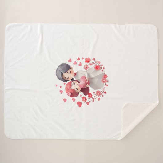 Couverture Sherpa M. & Mme | Ensemble pour toujours" Couple’s Blanke (Devant (Horizontal))