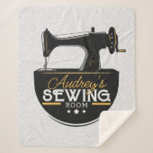 Couverture Sherpa Machine à coudre antique AJOUTER LE NOM Seamstress (Devant)