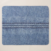Couverture Sherpa Macro Dénim Bleu, Texture Gros Plan. (Devant (Horizontal))