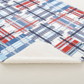 Couverture Sherpa Madras rouge, blanc et bleu Sherpa Blanket (3/4)