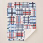 Couverture Sherpa Madras rouge, blanc et bleu Sherpa Blanket (Devant)